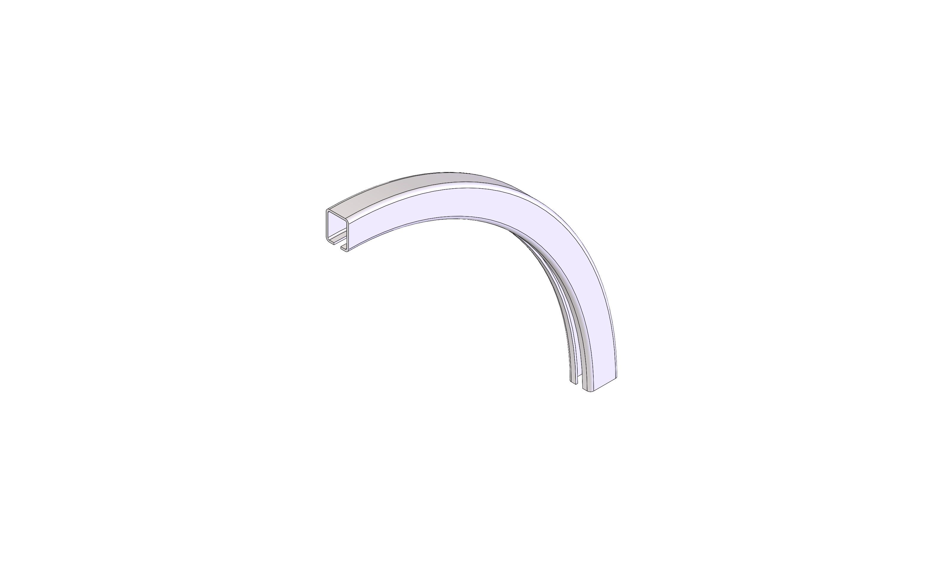 Vertical Curve, Top, Radius 2FT, 90 Degree
