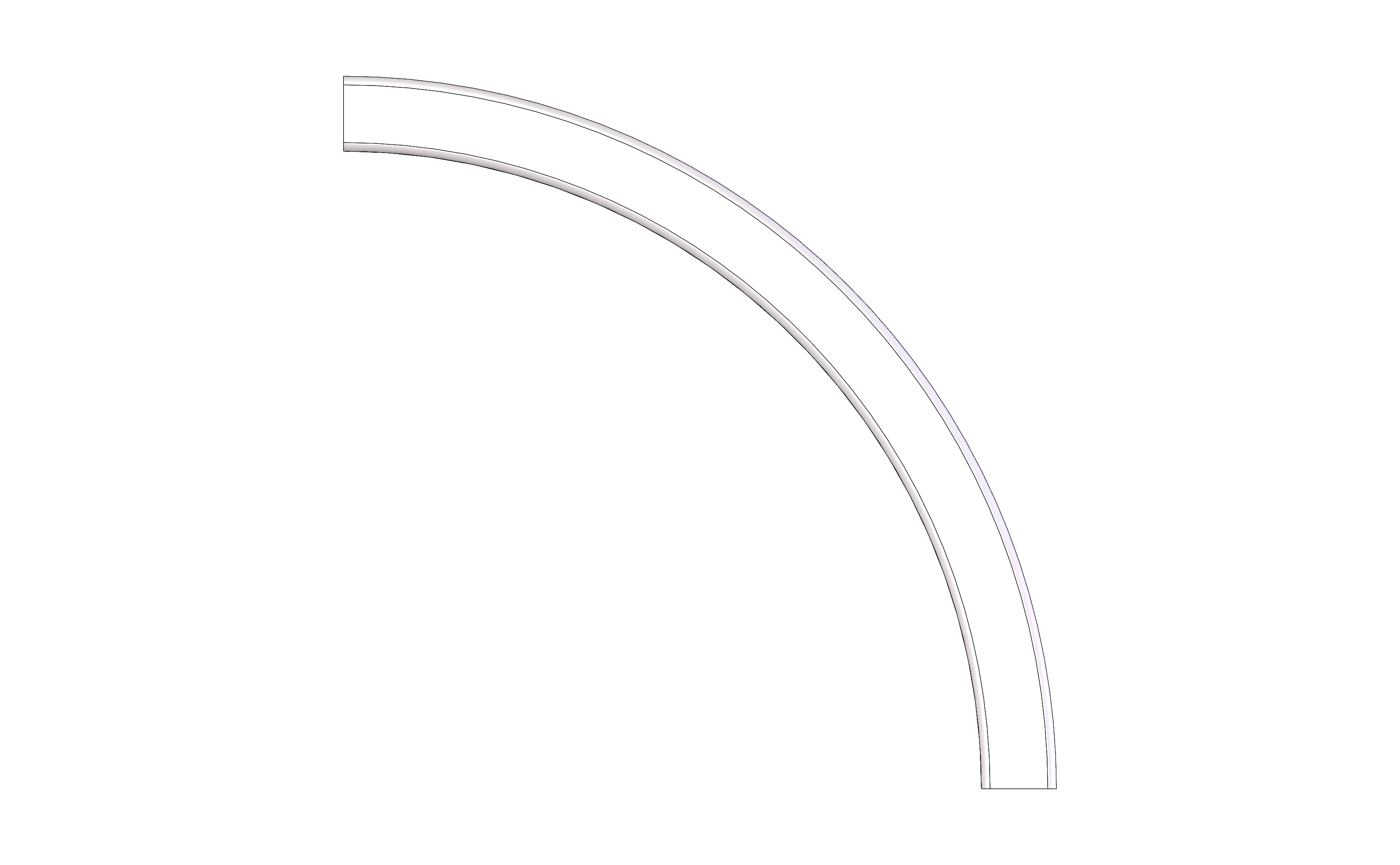 Vertical Curve, Top, Radius 2FT, 90 Degree
