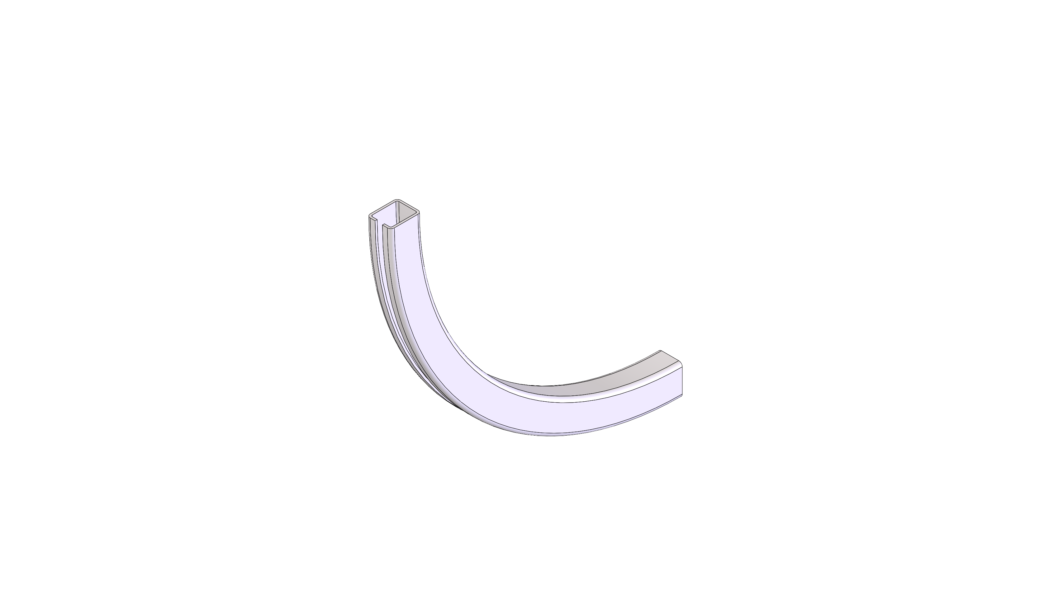 Vertical Curve, Bottom, Radius 2FT, 90 Degree