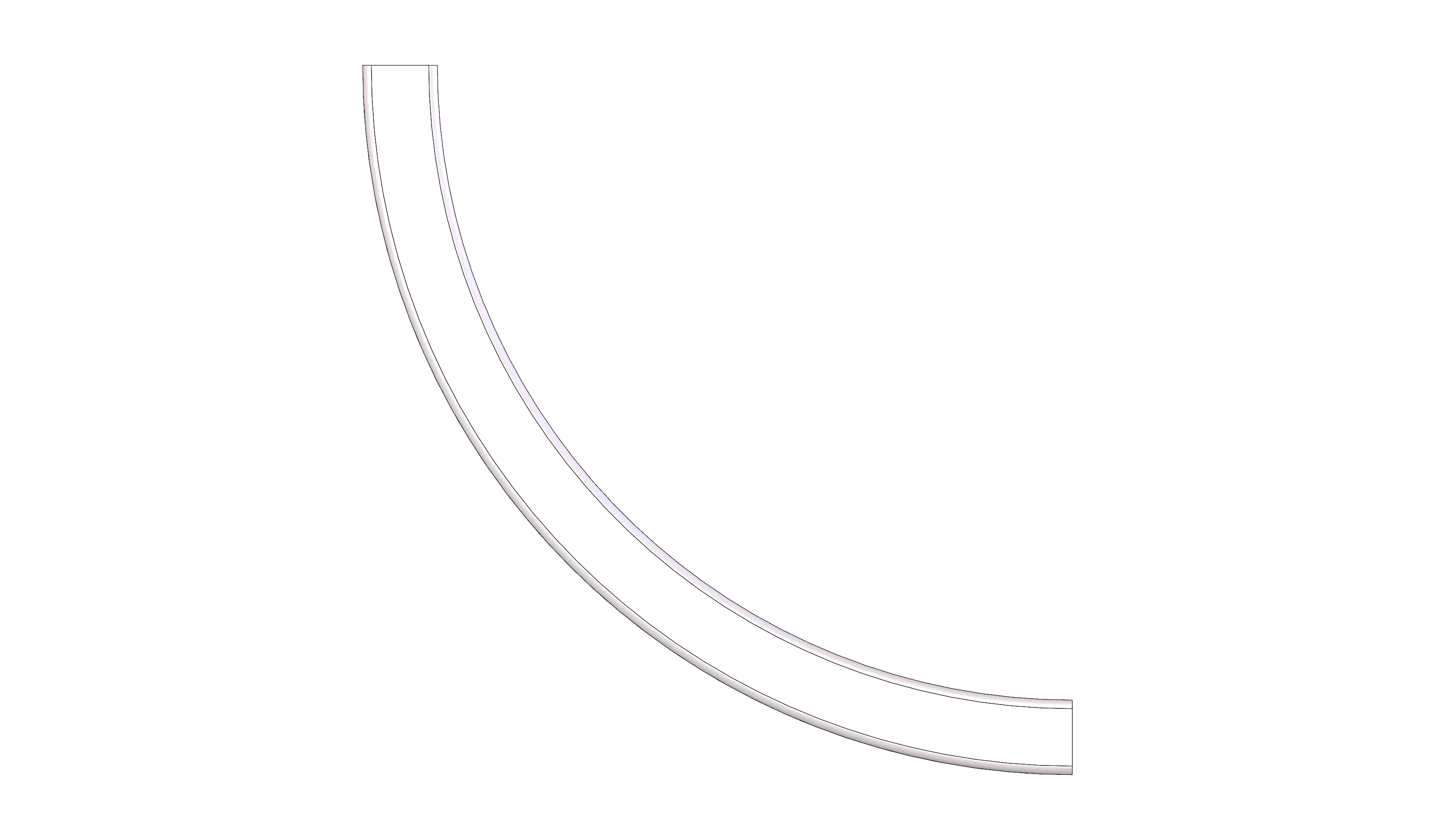 Vertical Curve, Bottom, Radius 2FT, 90 Degree