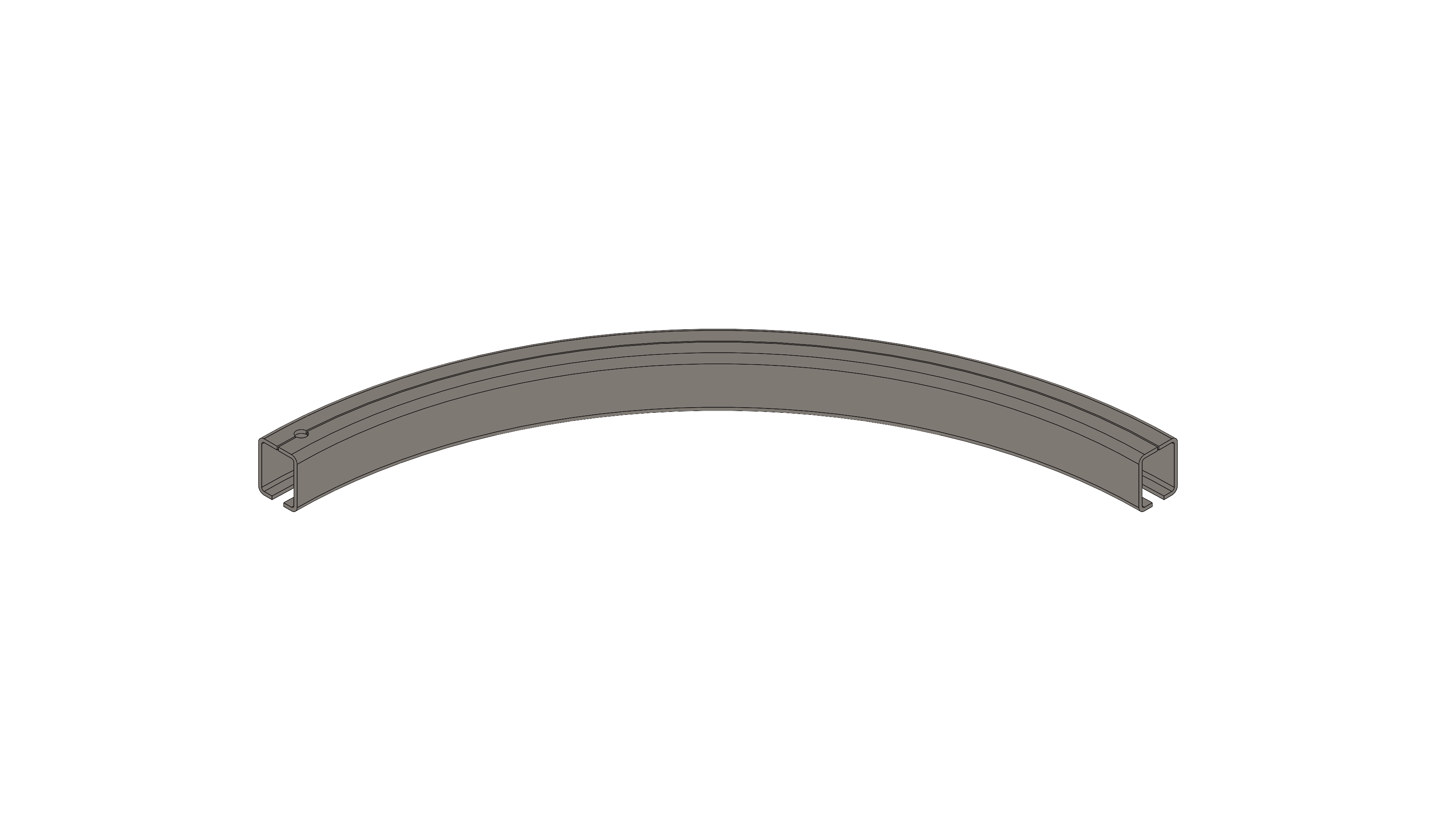 Horizontal Curve, Hardened Radius 2FT, 90 Degree