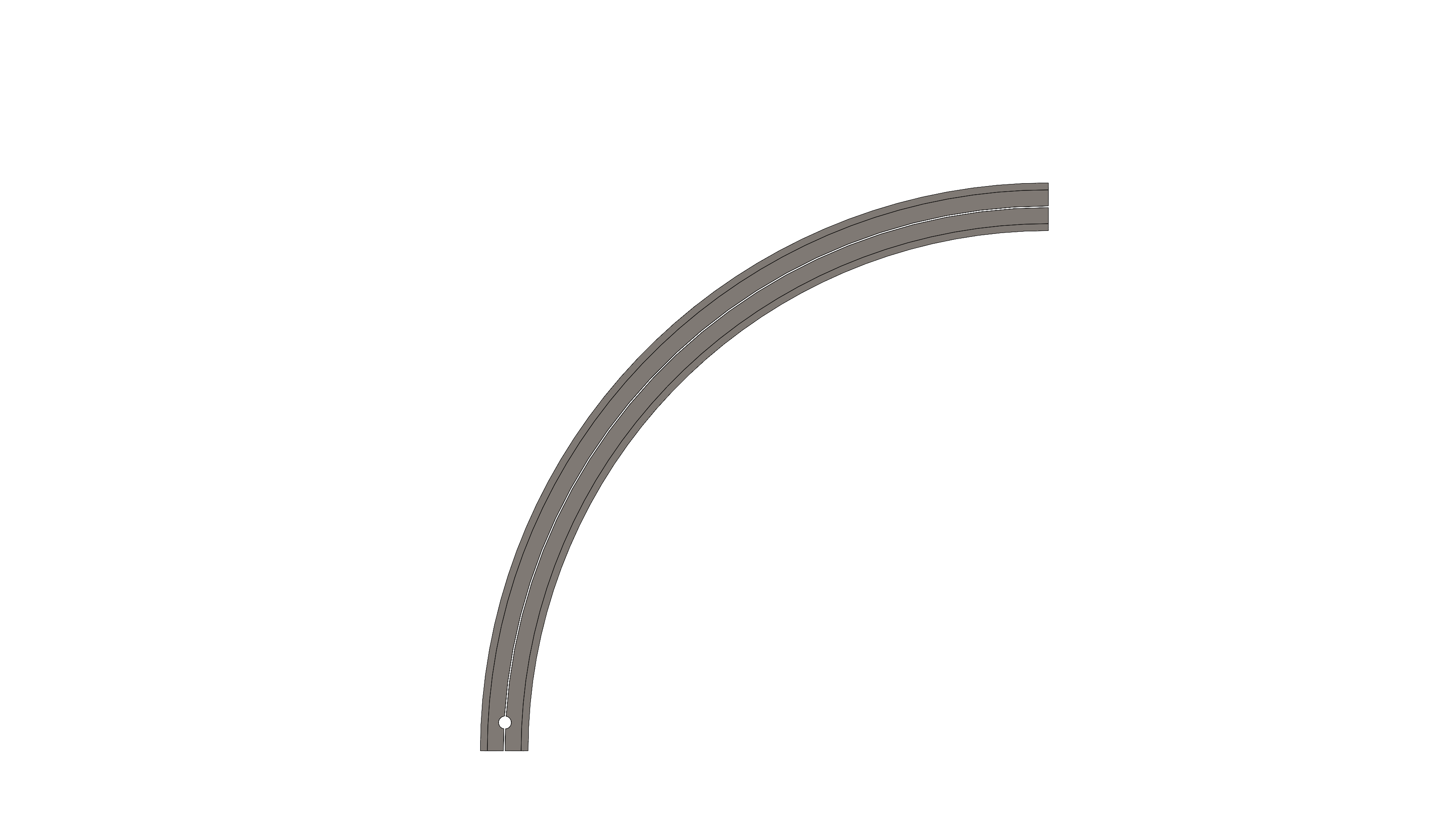 Horizontal Curve, Hardened Radius 2FT, 90 Degree