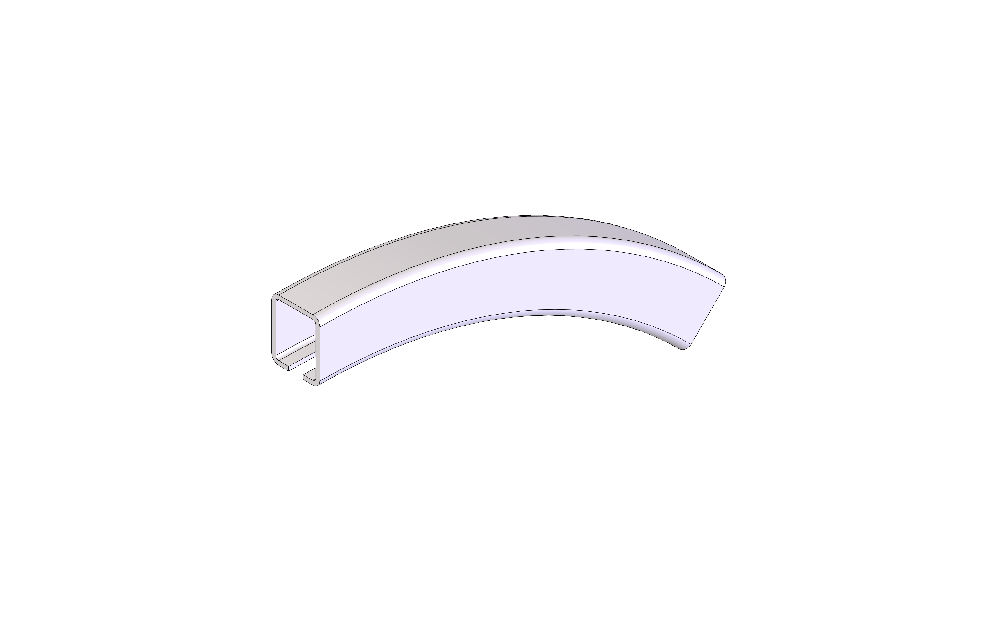Vertical Curve, Top, Radius 2FT, 45 Degree