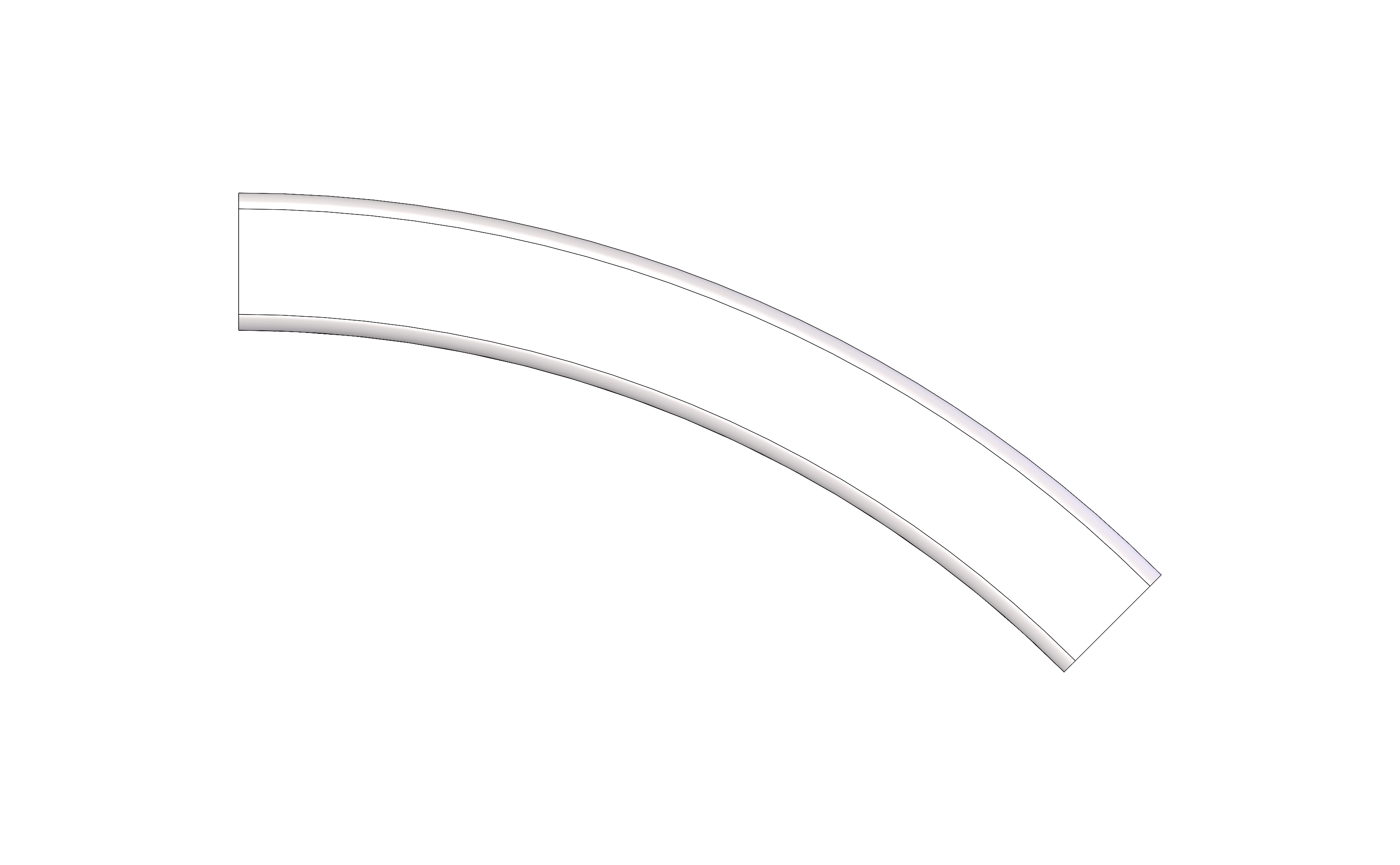 Vertical Curve, Top, Radius 2FT, 45 Degree